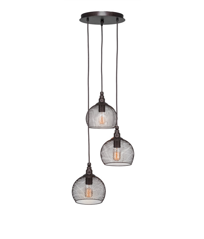Luminaire suspendu 3 lumières Adkins Plexus, Bronze
