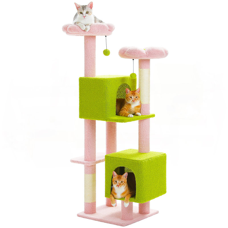 Arbre à chat Flower 52,4 "pour chats d'intérieur, Rose
