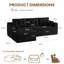 Canapé-lit modulaire de 105 po avec méridienne surdimensionnée et siège profond, canapé modulaire Cloud sans assemblage requis pour le salon, noir-1900143910