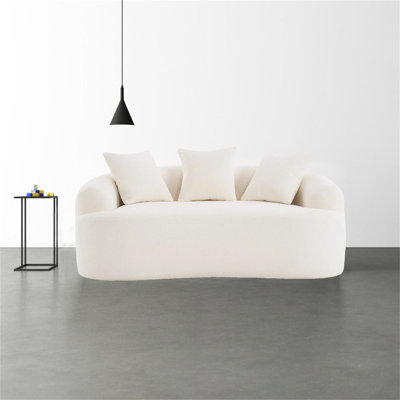 Curved Loveseat Full Compression Sponge Sofa, No-Assembly Compact Sofa For Small Spaces & Apartments, 300 Lbs Capacity