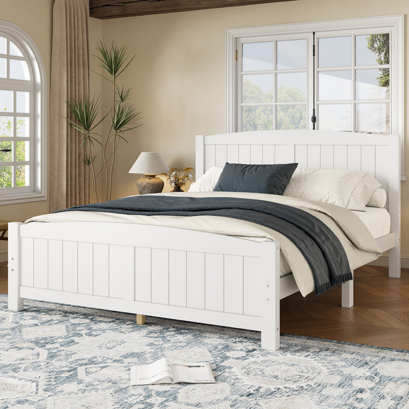 Lit plateforme en bois massif Roomfitter, Blanc