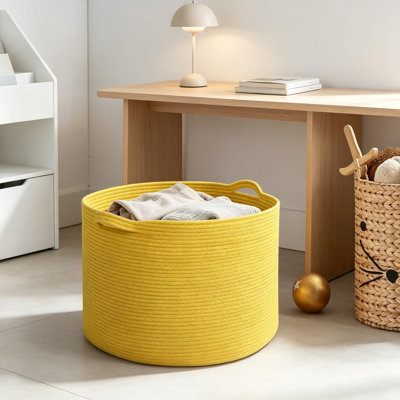 Grand panier à couvertures en corde tissée, bac de rangement en coton pour le salon, organisateur de jouets pour enfants, porte-couverture, panier en osier décoratif pour chambre à coucher, chambre de bébé, décor de ferme