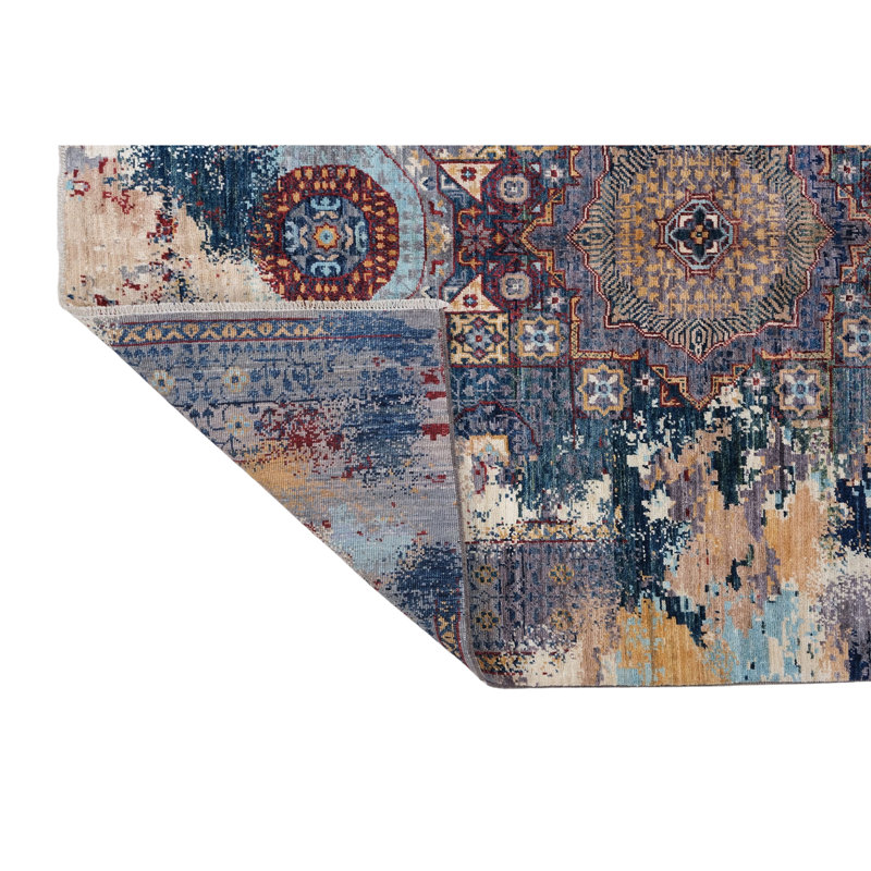 High-Quality Hand-Knotted Blue And Navy Area Rug