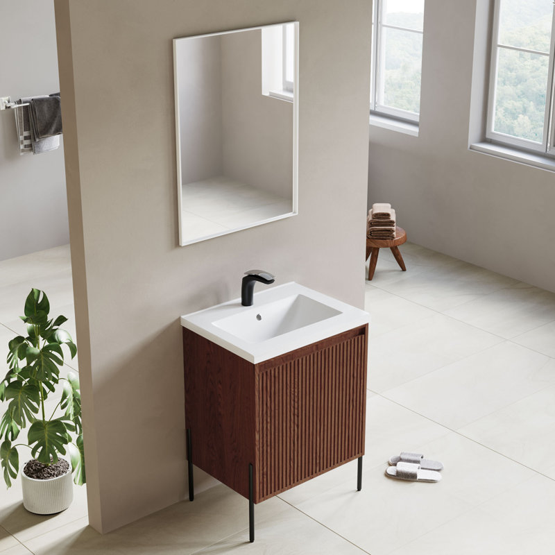 Ensemble de meuble-lavabo simple 24 po Lajerrica, Noyer