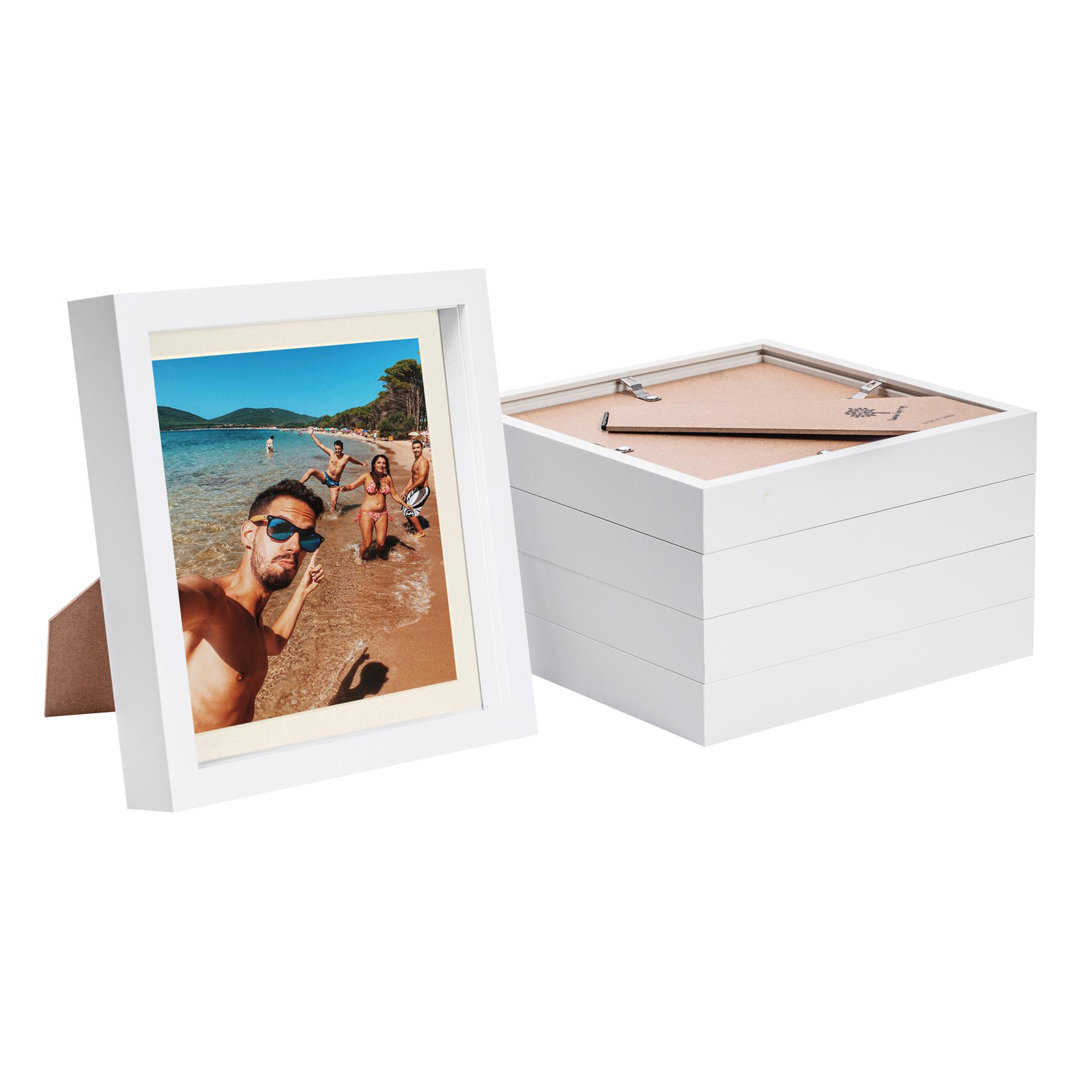 Nicola Spring - 8" x 8" White 3D Box Photo Frames