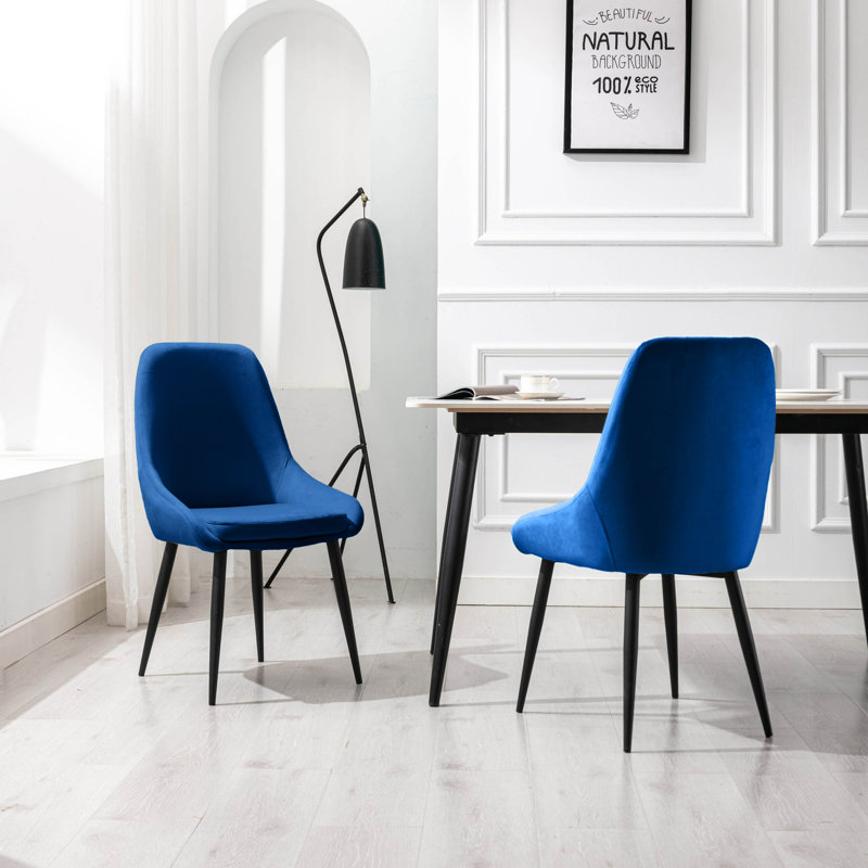 46cm H Velvet Upholstered Side Chair, Blue