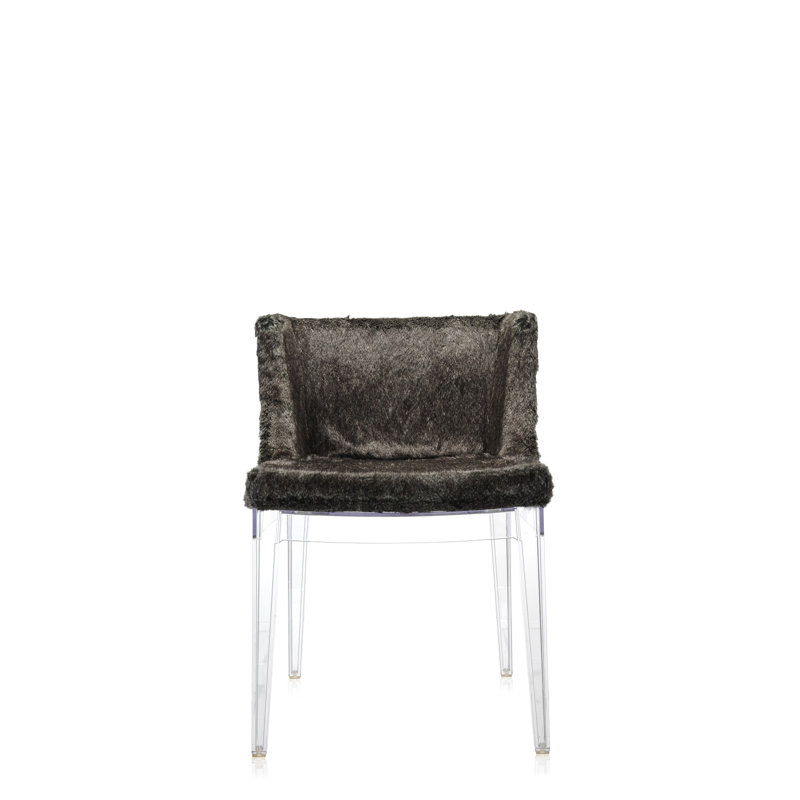 Mademoiselle Upholstered Armchair, Transparent, Gray Faux Fur