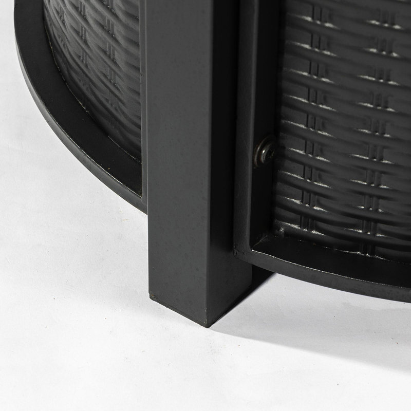Foyer de table au gaz propane 30 po, foyer rond en acier de 50 000 BTU avec finition imitation grain de bois pour la terrasse extérieure du jardin - Noir