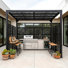 Pergola en métal 9,8 pi x 7,9 pi et panneau de clôture d'intimité en métal 4 pièces, pavillon de patio à cadre en acier pour jardin extérieur