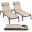 Chaise longue d'extérieur pliable et entièrement assemblée en aluminium Ajoku avec dossier réglable à 5 positions et coussin-1968073432