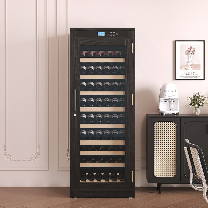 Intelligent Temperature-Controlled Multi-Tiered Wood Wine Cabinet