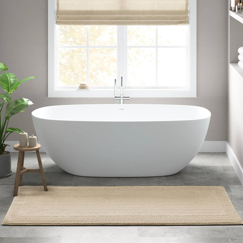 Tapis pour salle de bain réversible 100% coton naturel 17 x 24 po 3000 g / m² avec aspect dense, douceur supérieure, velours moyen 0,5 po, lavable à la machine
