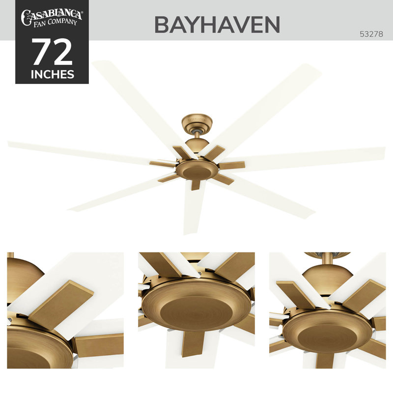 Casablanca 72 inch Bayhaven ENERGY STAR® Damp Rated Ceiling Fan and Wall Control and Handheld Remote