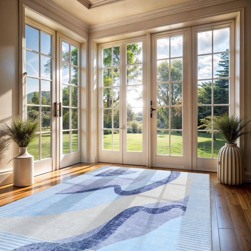Large Moroccan Area Rug Soft Abstract Farmhouse Rugs For Bedroom Under Dining Table, Rectangle 4' x 6'