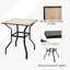 Table de patio moderne avec support en métal et plateau imitation bois beige élégant