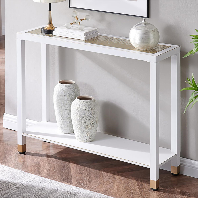 Glass Entryway Table, White