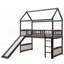 Lit mezzanine simple avec glissade et pieds en pin massif, finition espresso (aucun sommier requis, durable)-1231024671