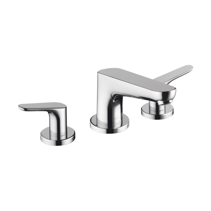 Garniture de robinet de baignoire romaine à fixation sur plateau à poignées doubles Focus E, Chrome