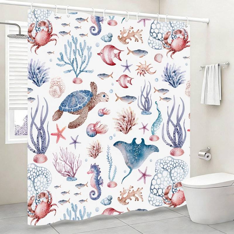 Rideau de douche aquarelle Ocean Life