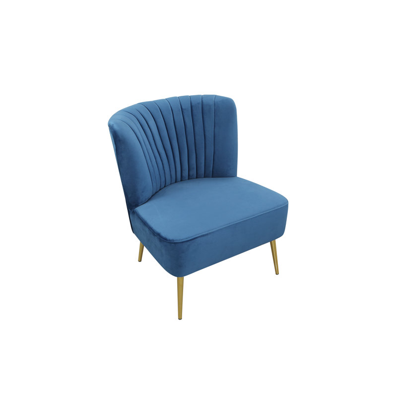 Chaise d'appoint capitonnée 28 po, Velours bleu