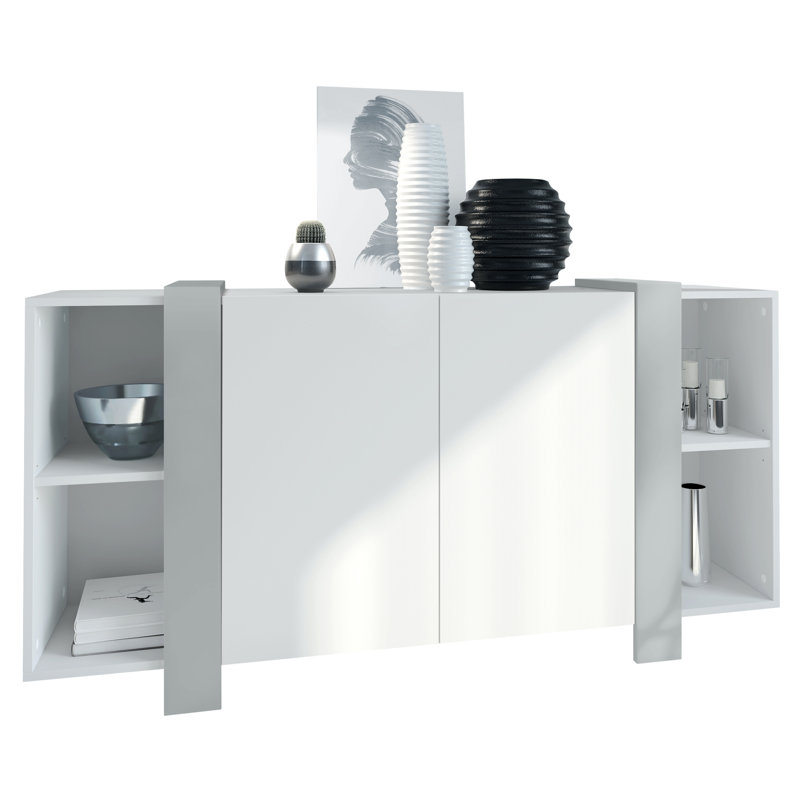 Westmanland 149cm Sideboard, White Matt/Light Grey Silk Matt