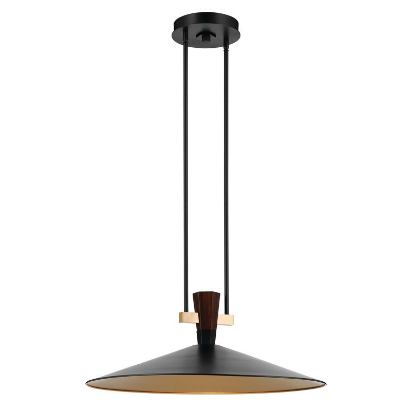 Tenon 28" 1-Light LED Pendant in Black, 11" H x 28" W x 28" D, Black