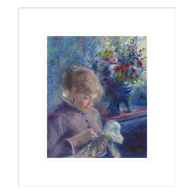 «Young Woman Sewing» par Pierre-Auguste Renoir, impression giclée encadrée, H 15,49 po x l 13,75 po