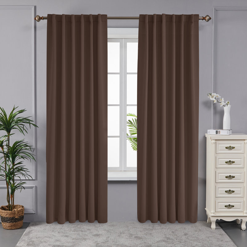 Taburao Back Tab Room Darkening Curtain Pair, 42" W x 84" L, Turquoise