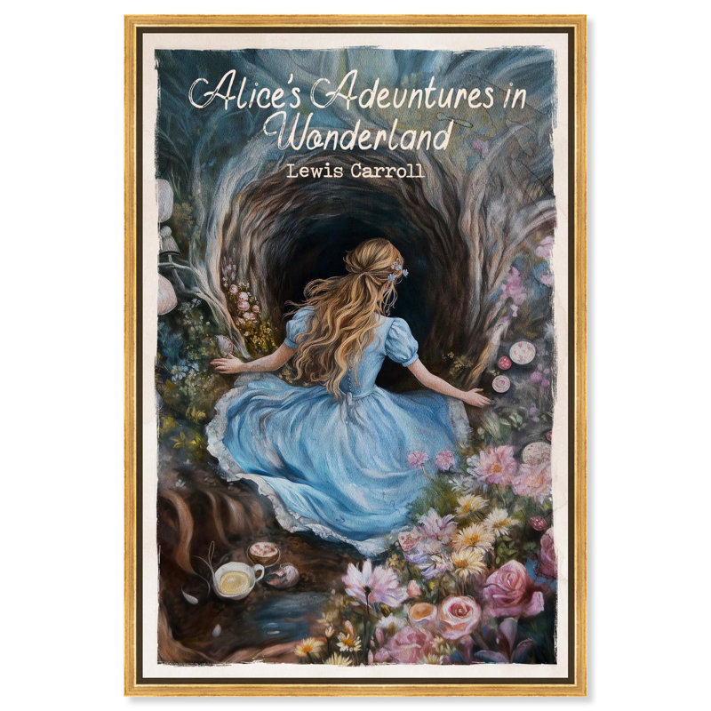 Art classique sur toile, Alice , H 25 po x l 17 po, Cadre flottant, Blanc