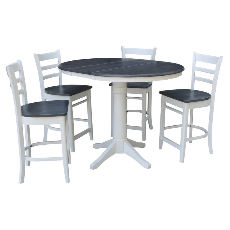 Ensemble de salle à manger Clidy, 5, Blanc / gris bruyère