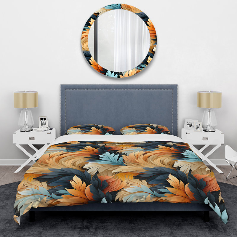 Ensemble de housse de couette Earthy Tones Boho Inspire Feather II, Housse de couette pour très grand lit et 2 très