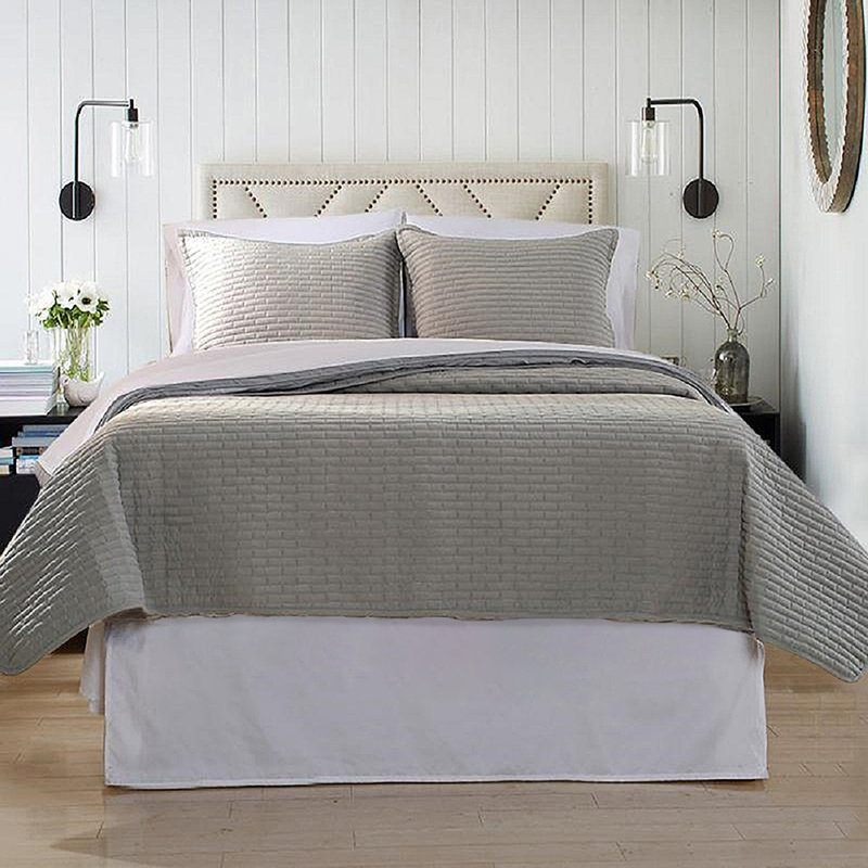 Traditional Microfiber Reversible Coverlet, Twin Coverlet, Silver Gray