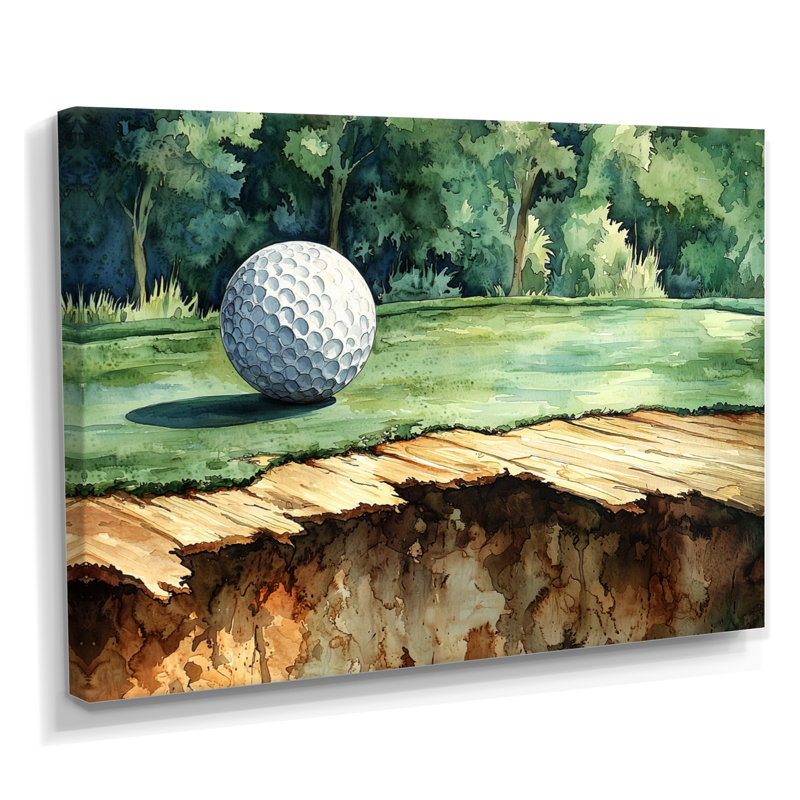 «Chassing the pin», art mural de golf, H 30 po x l 40 po, Toile tendue, Ne s’applique pas