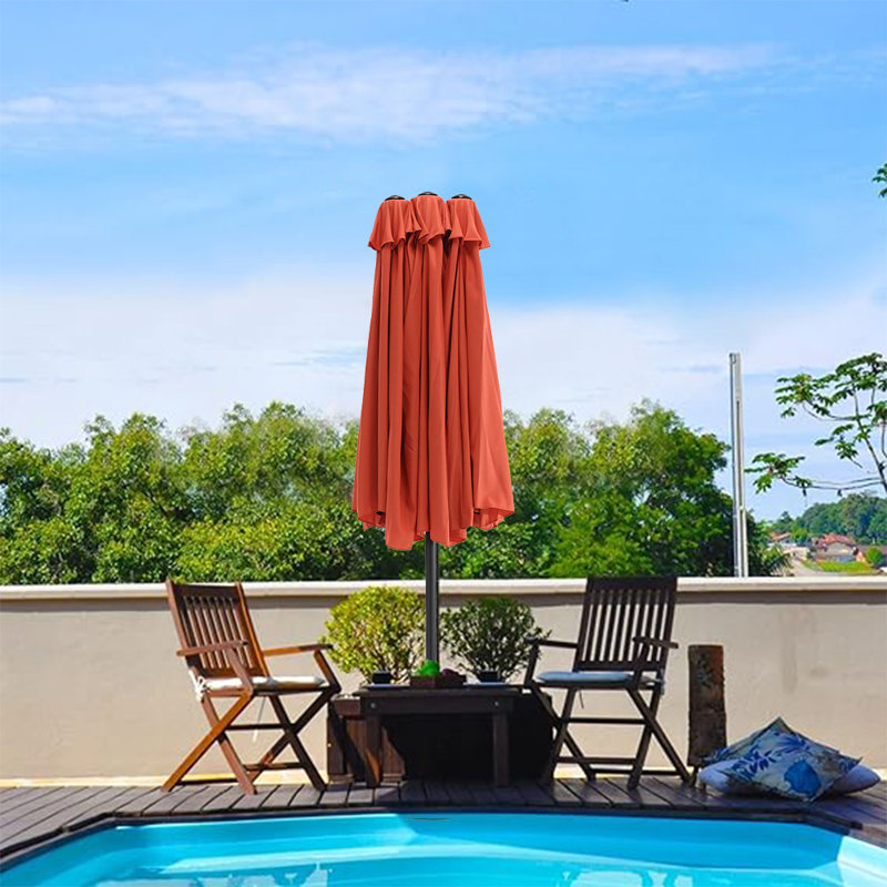 Parasol d'extérieur rectangulaire réversible 15 pi avec manivelle, Orange