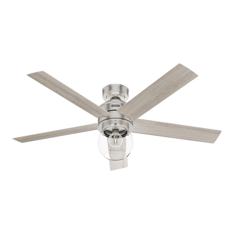 Ventilateur de plafond standard à 52 pales 52 po avec télécommande et ensemble d'éclairage inclus Xidane, Nickel brossé