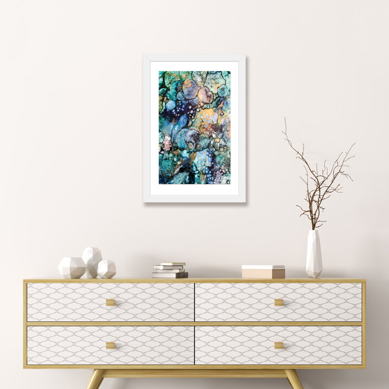 «Earth Abstract» par Mishel Schwartz - reproduction, H 24 po x l 16 po x P 1 po, Encadré par un papier blanc
