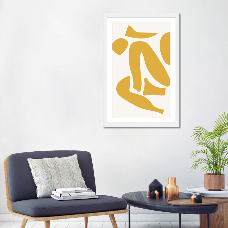 « Déconstruit jaune » par Mambo art studio-impression, Blanc, H 32 po x l 24 po x P 1 po, Papier encadré blanc