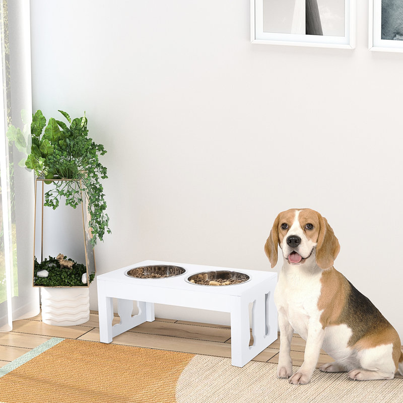 Station de rangement pour aliments pour animaux 23 po en blanc