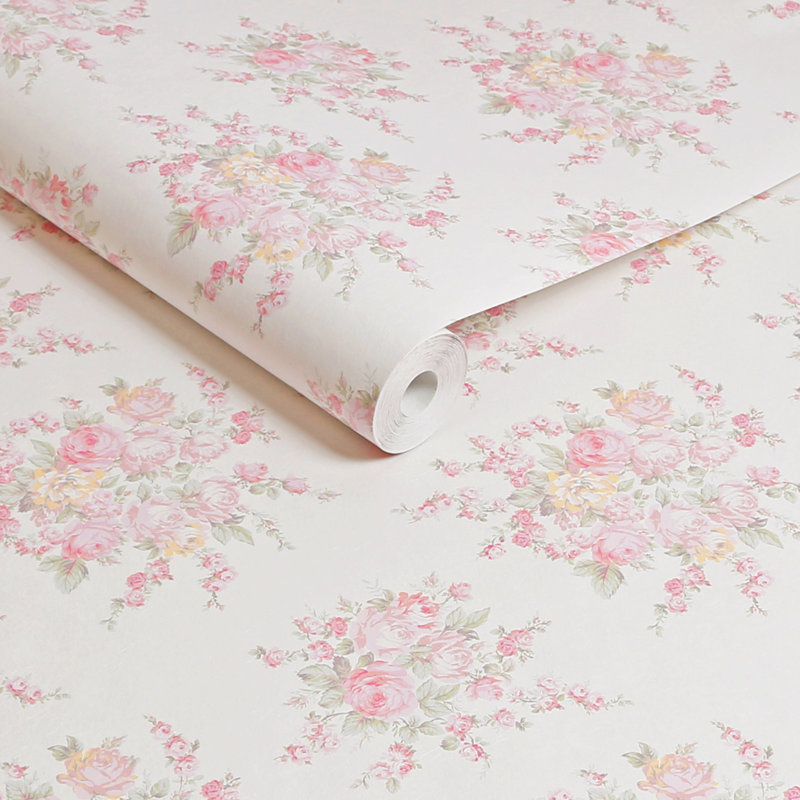  Papier peint sarcelle Arthur Rose Blossom, Rose