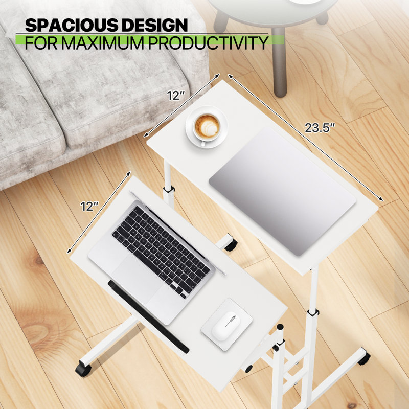 Bureau d'ordinateur avec table inclinable, petit bureau ajustable avec tablette pour bureau, Blanc