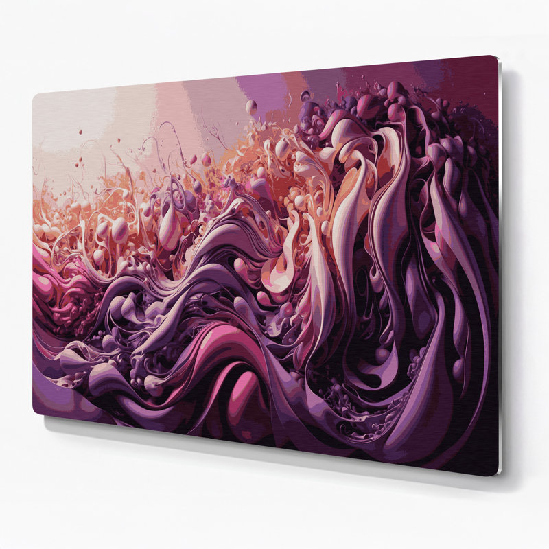 «Biomorphic Abstraction 46», art mural en métal mauve, H 11 po x l 14 po