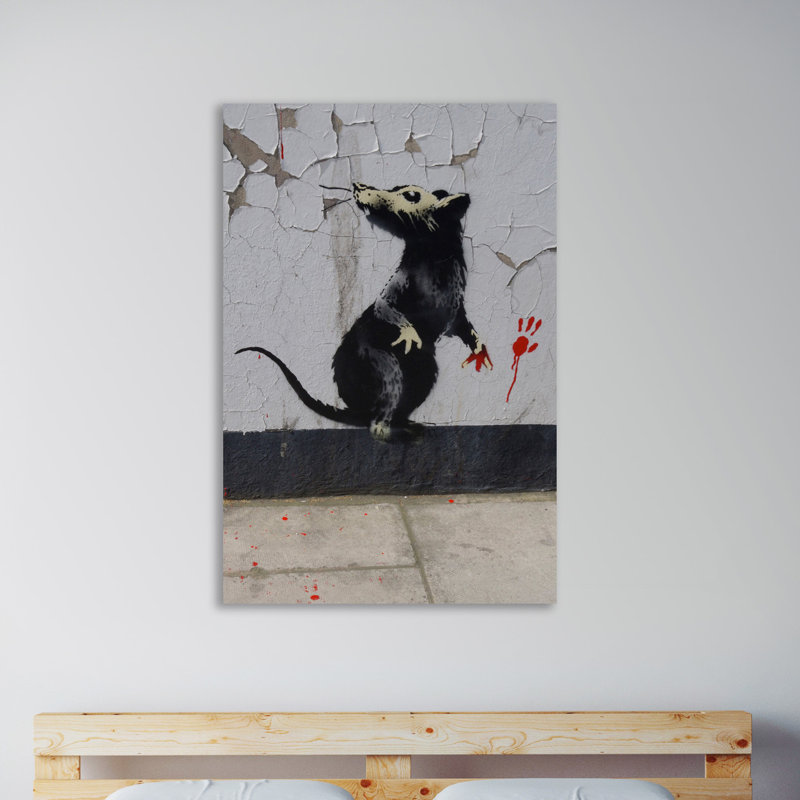 Rat by Banksy - Wrapped Canvas Print, 91 cm H x 61 cm W x 4 cm D