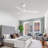 50" Modern White Propeller Ceiling Fan without Lights, Remote Control Included, 6-Speed Reversible DC Motor, Timer