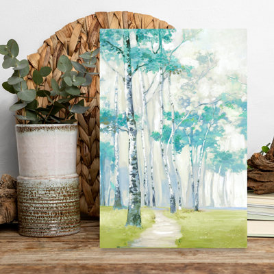 Pathway Through Birch Forest I Abstract Contemporary Landscape Nature Wall Art