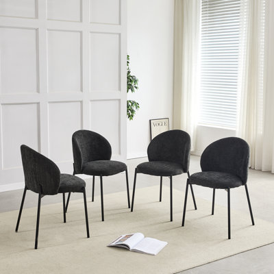 Fabric Upholstered Side Chair in Black