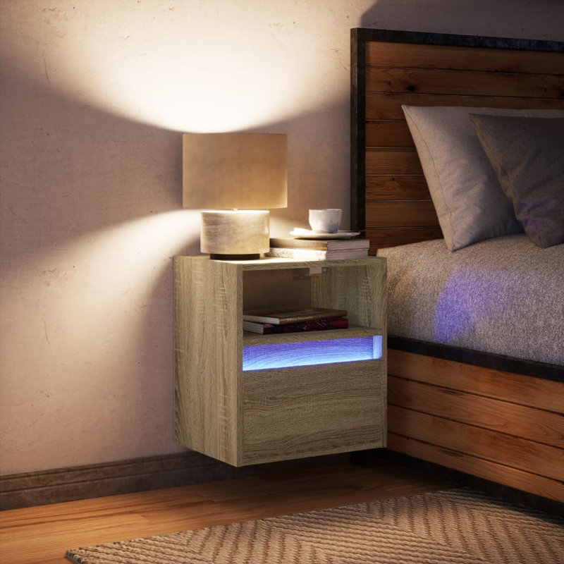 Costache 41cm W Bedside Table, Sonoma Oak, 2