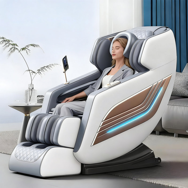 Fauteuil de massage électrique multifonctionnel ergonomique blanc