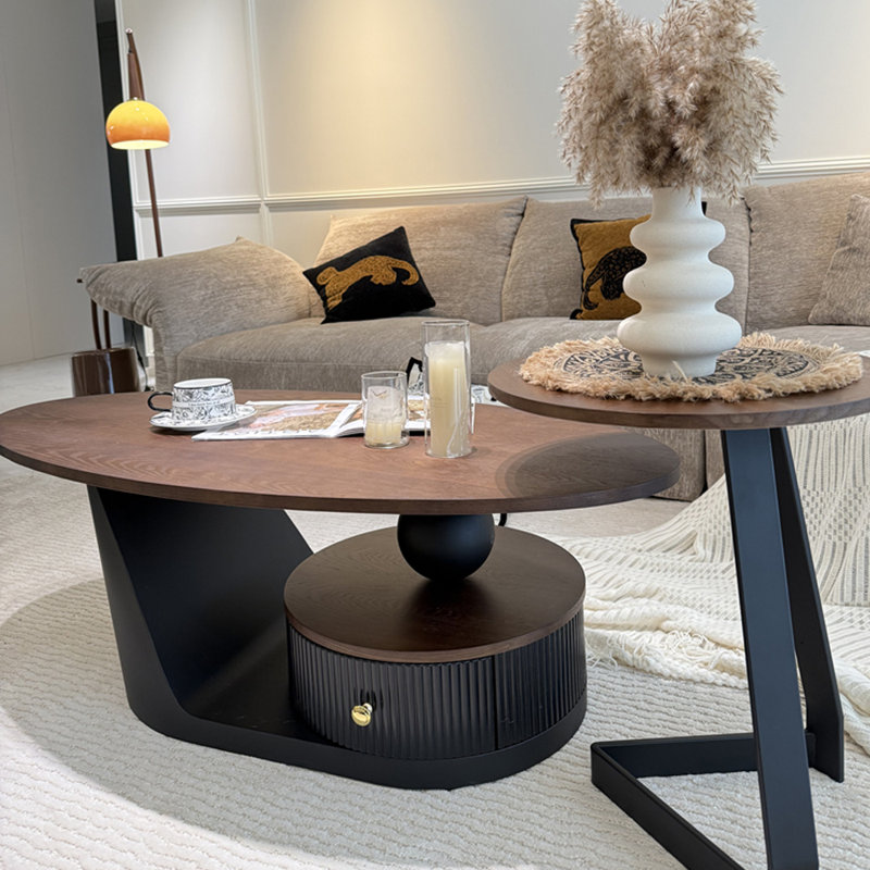 Table basse ovale en fer