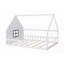 Lit double en bois pleine grandeur avec fenêtre et clôture, sans sommier, fabrication robuste (blanc)-410389177
