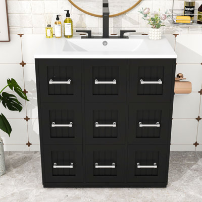 Modern Bathroom Vanity with Undermount Sink, Soft-Close Drawers, and Tip-Out Storage